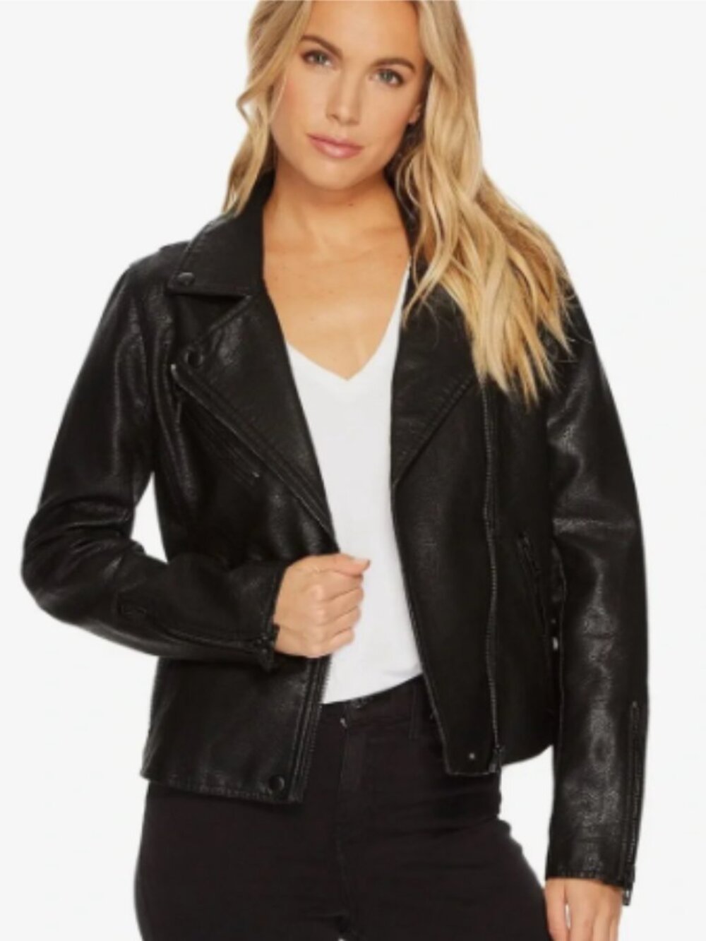 BLANKNYC Faux Leather Moto Jacket Size Small Black with Black Hardware
